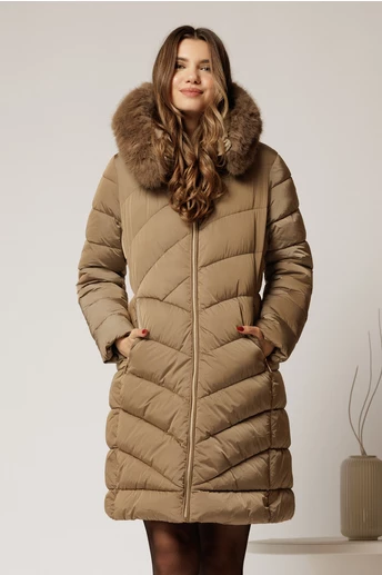 Geaca dama maro cu gluga si blanita detasabila