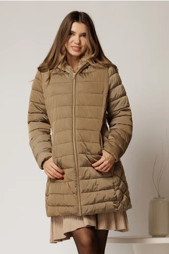 Geaca dama maro cu gluga si blanita pe interior