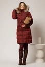 Geaca dama midi bordo cu gluga detsabila cu blanita, 3, dyfashion.ro