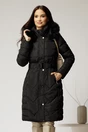 Geaca dama neagra cu cordon cu catarama in talie, 1, dyfashion.ro