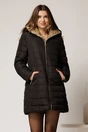 Geaca dama neagra cu gluga si blanita pe interior, 1, dyfashion.ro