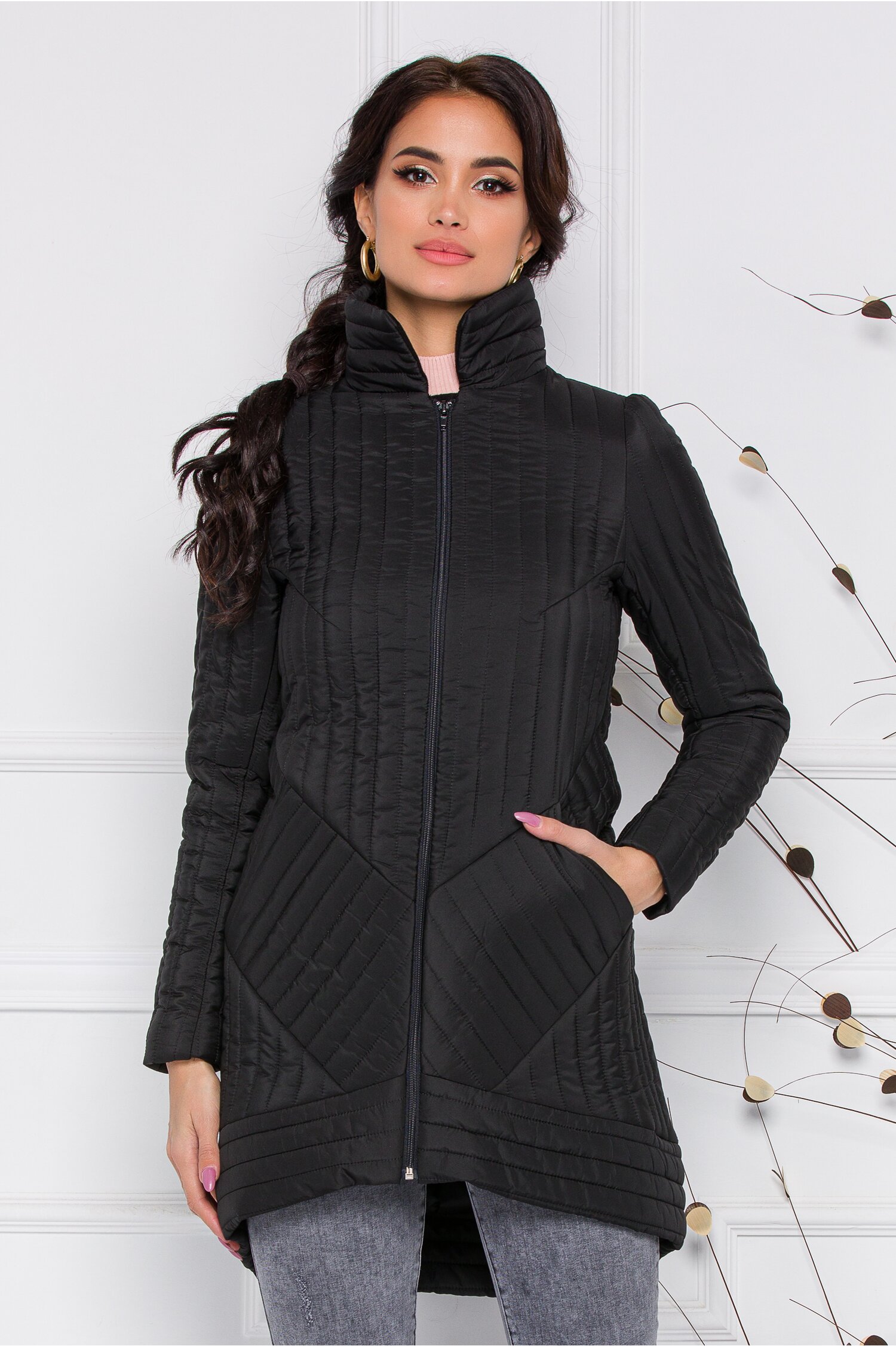 Geaca moze neagra din fas