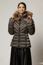 Geaca scurta gri cu blanita naturala la gluga, 1, dyfashion.ro