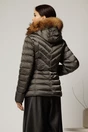 Geaca scurta gri cu blanita naturala la gluga, 2, dyfashion.ro