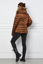 Geaca scurta maro cu blanita naturala la gluga, 3, dyfashion.ro