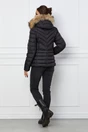 Geaca  scurta neagra cu blanita naturala la gluga, 3, dyfashion.ro