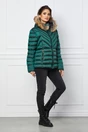 Geaca scurta verde cu blanita naturala la gluga, 1, dyfashion.ro
