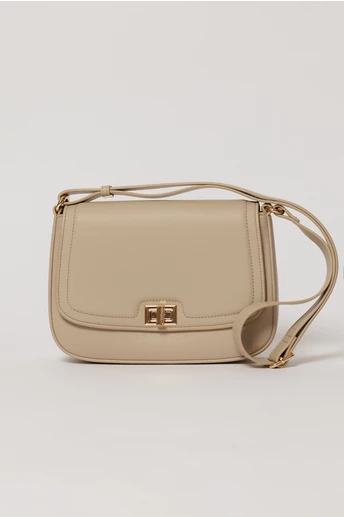 Geanta beige casual cu inchidere metalica