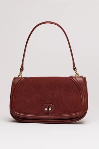 Geanta bordo din piele ecologica cu maner rotund