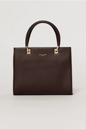 Geanta burgundy office patrata din piele ecologica cu maner dublu