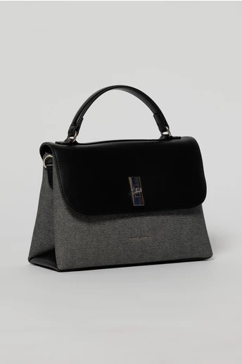 Geanta cu design modern in doua nuante de negru