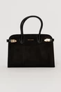 Geanta eleganta neagra cu aspect catifelat si detalii aurii, 1, dyfashion.ro