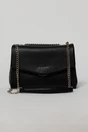 Geanta eleganta neagra cu design structurat si lant argintiu, 2, dyfashion.ro