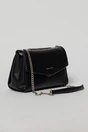 Geanta eleganta neagra cu design structurat si lant argintiu, 1, dyfashion.ro