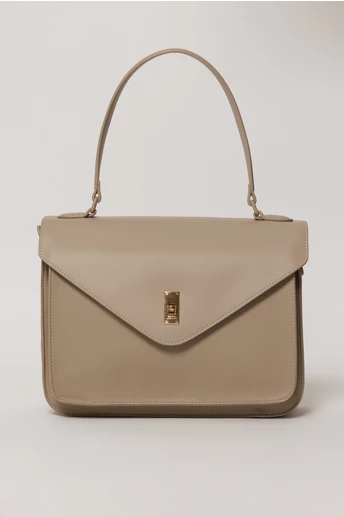 Geanta eleganta taupe cu design structurat