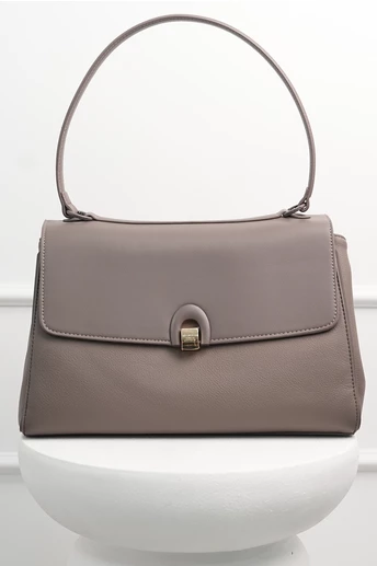 Geanta gri din piele ecologica cu maner rotund