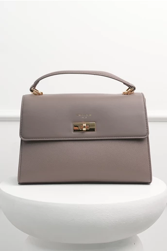 Geanta gri din piele ecologica cu model structurat