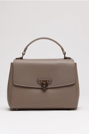 Geanta gri din piele ecologica cu model structurat