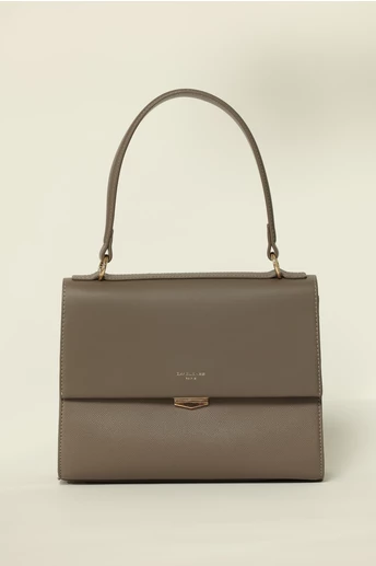 Geanta gri model clasic cu inchidere metalica