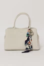 Geanta ivory cu esarfa decorativa multicolora, 1, dyfashion.ro