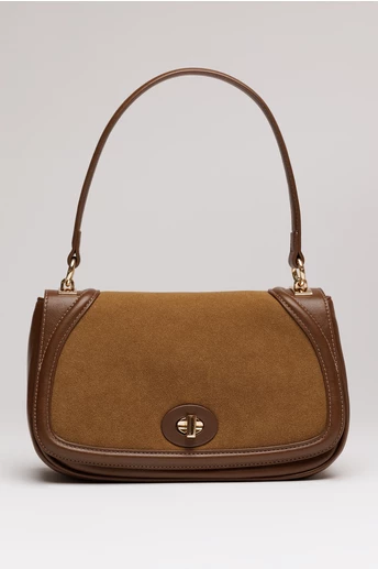 Geanta maro inchis din piele ecologica cu maner rotund