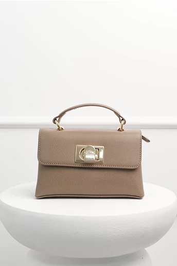 Geanta mica taupe din piele ecologica