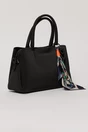 Geanta neagra cu esarfa decorativa multicolora, 2, dyfashion.ro