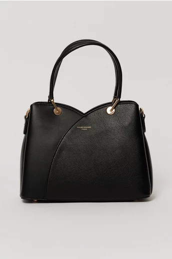 Geanta neagra din piele ecologica cu design tip lalea