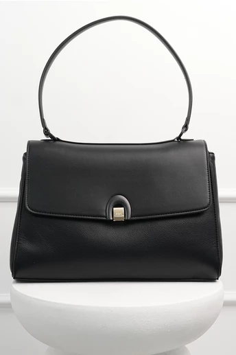 Geanta neagra din piele ecologica cu maner rotund