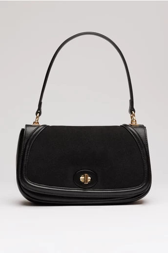 Geanta neagra din piele ecologica cu maner rotund