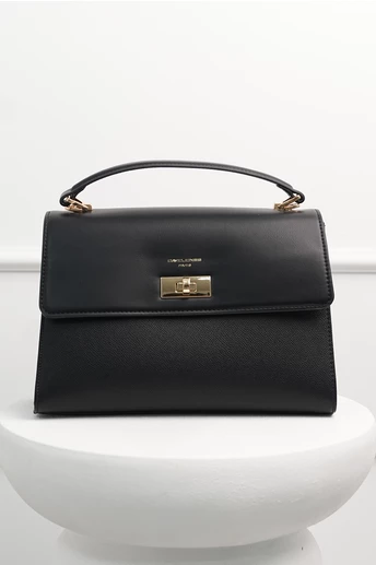 Geanta neagra din piele ecologica cu model structurat