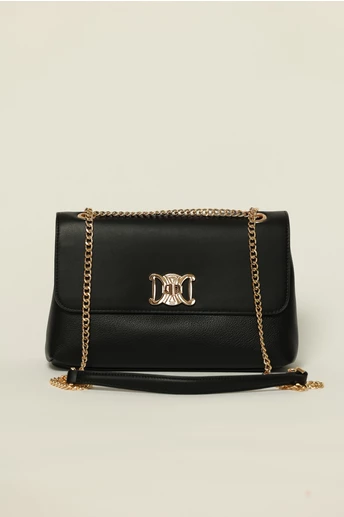 Geanta neagra eleganta cu detalii aurii