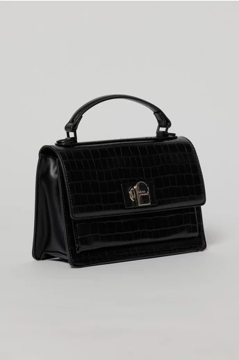 Geanta neagra office din piele ecologica cu imprimeu sarpe