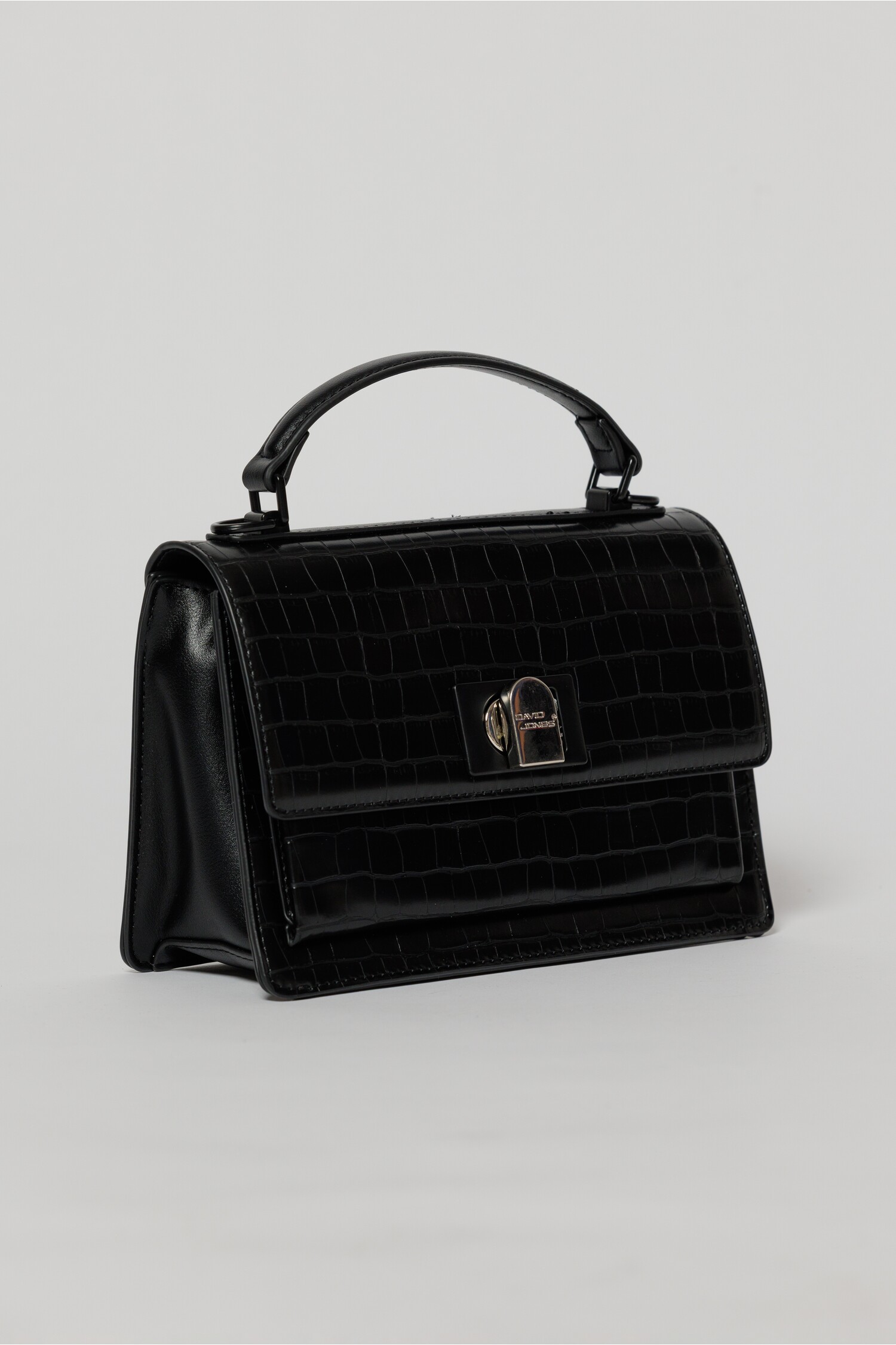 Geanta neagra office din piele ecologica cu imprimeu sarpe