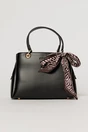 Geanta neagra office patrata cu maner dublu si esarfa decorativa, 1, dyfashion.ro