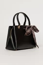 Geanta neagra office patrata cu maner dublu si esarfa decorativa, 2, dyfashion.ro