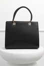 Geanta neagra office patrata din piele ecologica cu maner dublu, 3, dyfashion.ro