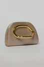 Geanta nude cu design modern stralucitor si maner metalic, 2, dyfashion.ro
