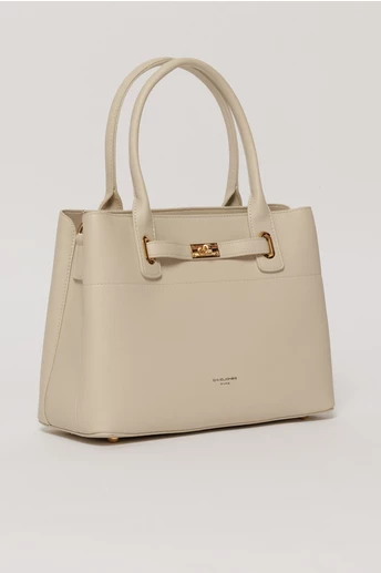 Geanta office ivory cu detalii aurii