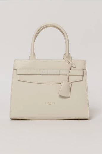 Geanta office ivory din piele ecologica  cu aplicatie metalica