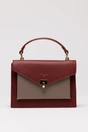 Geanta office mica din piele ecologica bordo cu taupe, 1, dyfashion.ro