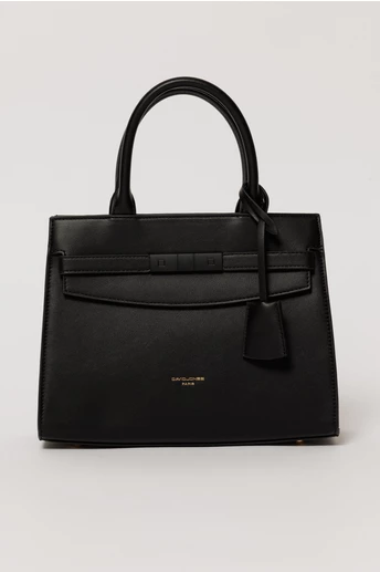 Geanta office neagra din piele ecologica cu aplicatie metalica