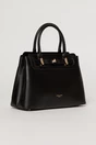 Geanta office neagra din piele ecologica cu aplicatie metalica si cusaturi fine, 2, dyfashion.ro