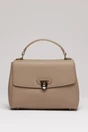 Geanta taupe din piele ecologica cu model structurat, 1, dyfashion.ro