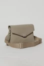 Geanta taupe tip plic cu design elegant si inchidere cu clapeta, 1, dyfashion.ro