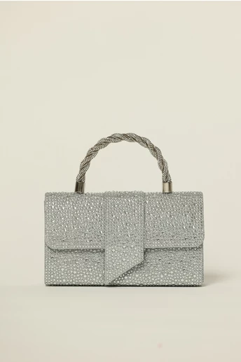 Gentuta argintie cu aplicatii si pietre stralucitoare