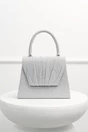 Gentuta argintie din glitter cu detalii plisate si maner rotund, 1, dyfashion.ro
