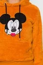 Hanorac Mickey Mouse galben mustar cu gluga si buzunar maxi