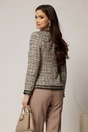 Jacheta DY Fashion din tweed alb negru cu pasmanterie in contrast, 2, dyfashion.ro