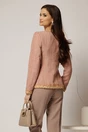 Jacheta DY Fashion din tweed roz somon cu pasmanterie in contrast, 2, dyfashion.ro